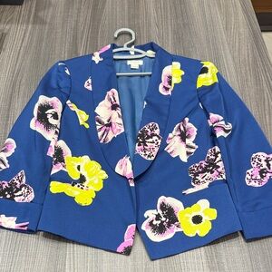 J. Crew Vibrant Blue Floral Blazer